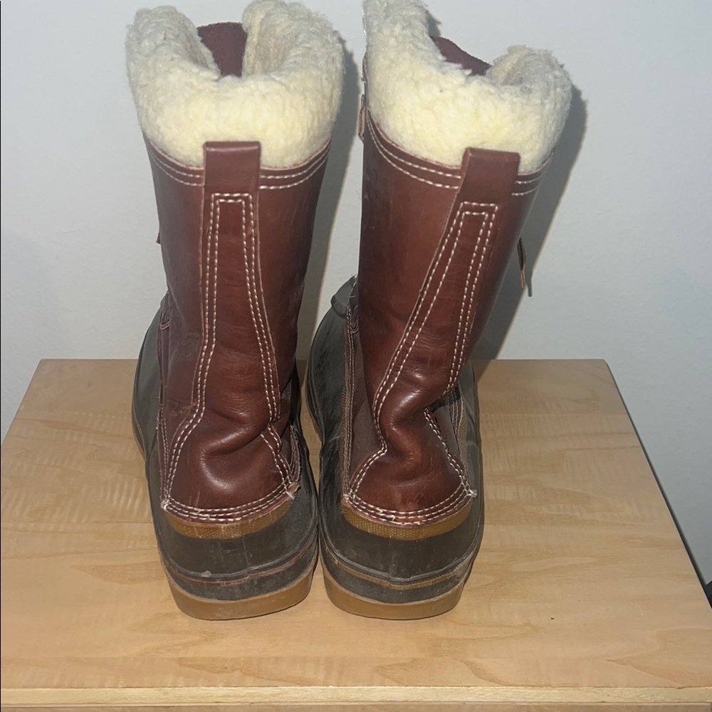 Vintage Men's Brown Leather Lace Up Lined Hunting Duck Boots - Picture 6 of 6